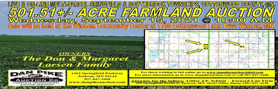 DON & MARGARET LARSEN FAMILY 501.51 ACRES MULTI-PARCEL LIVE & ONLINE FARMLAND AUCTION