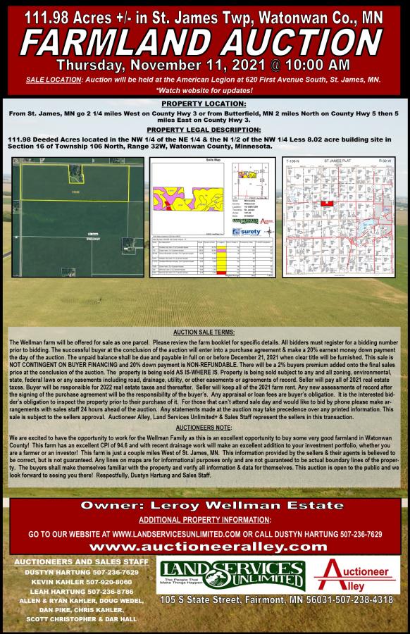 WELLMAN ESTATE 111.98 ACRE FARMLAND AUCTION