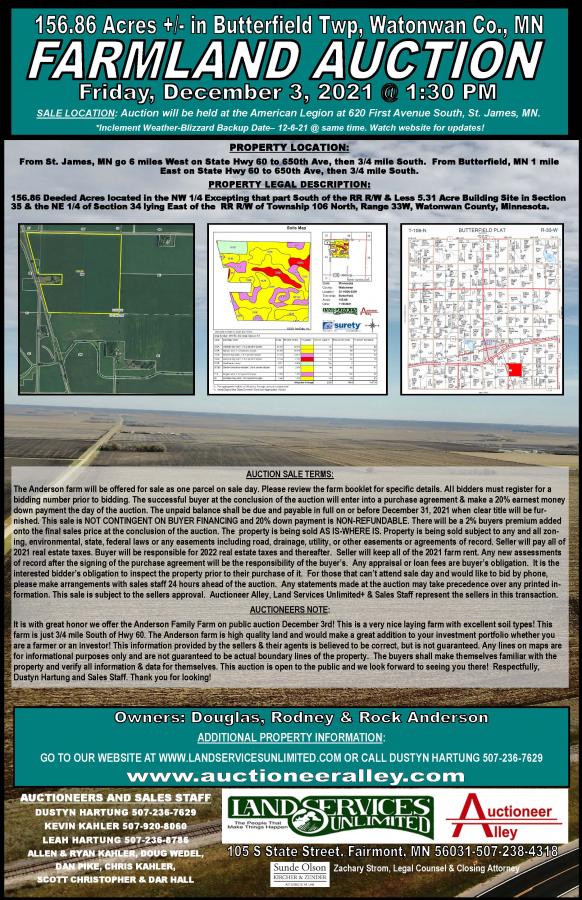 Douglas, Rock & Rodney Anderson 156.86 Acres +/- Bare Farmland