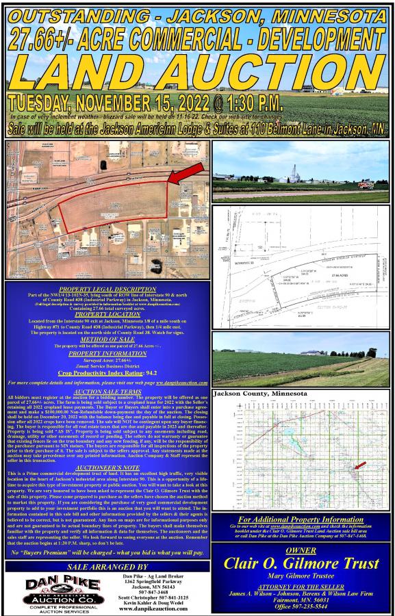 27.66+/- ACRE COMMERCIAL - DEVELOPMENT LAND AUCTION