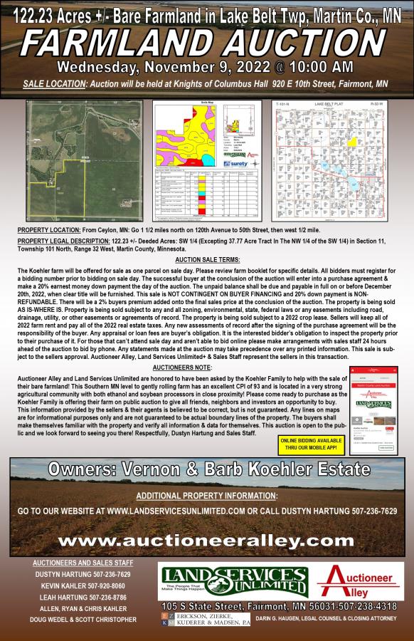 Vernon & Barb Koehler Estate Land Auction