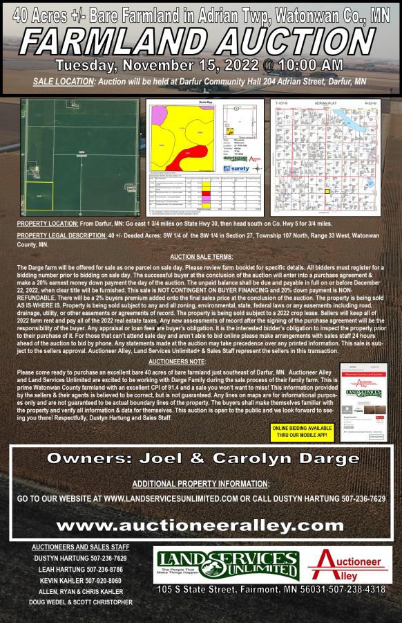 Joel & Carolyn Darge Land Auction