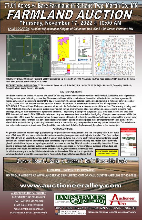 Robert J. Barke & Lavonne F. Barke Revocable Trusts Land Auction
