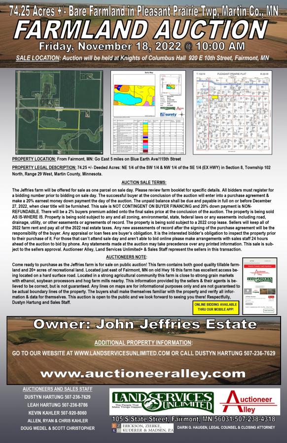 John Jeffries Estate Land Auction