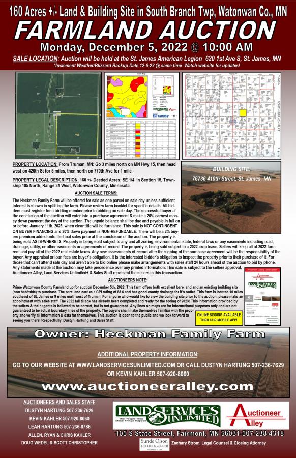 Heckman Farmland & Building Site Auction