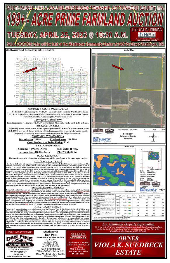 VIOLA K. SUEDBECK ESTATE PRIME 199+/- ACRES MULTI-PARCEL LAND AUCTION