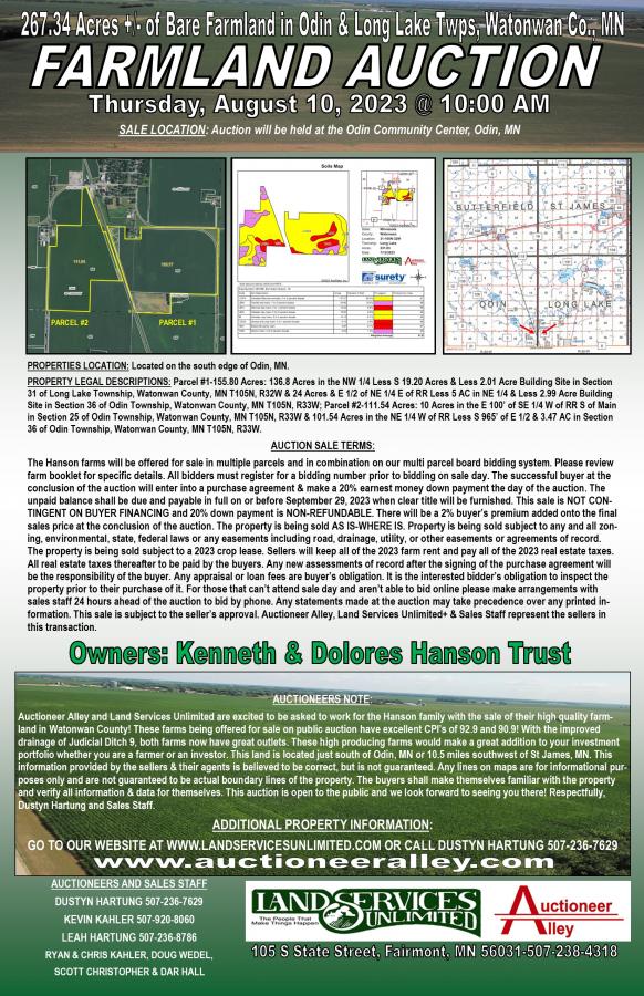 Kenneth & Dolores Hanson Farmland Auction