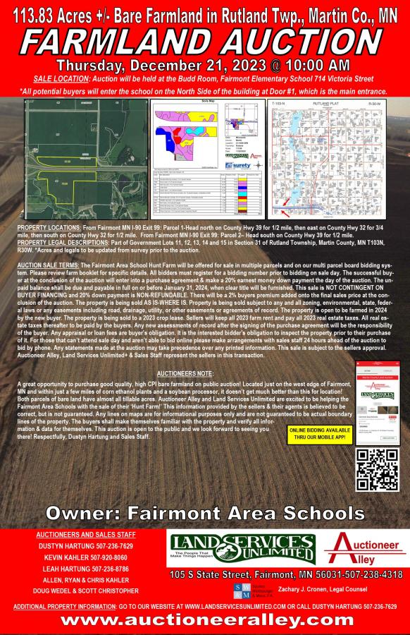 Fairmont Area Schools Farmland Auction