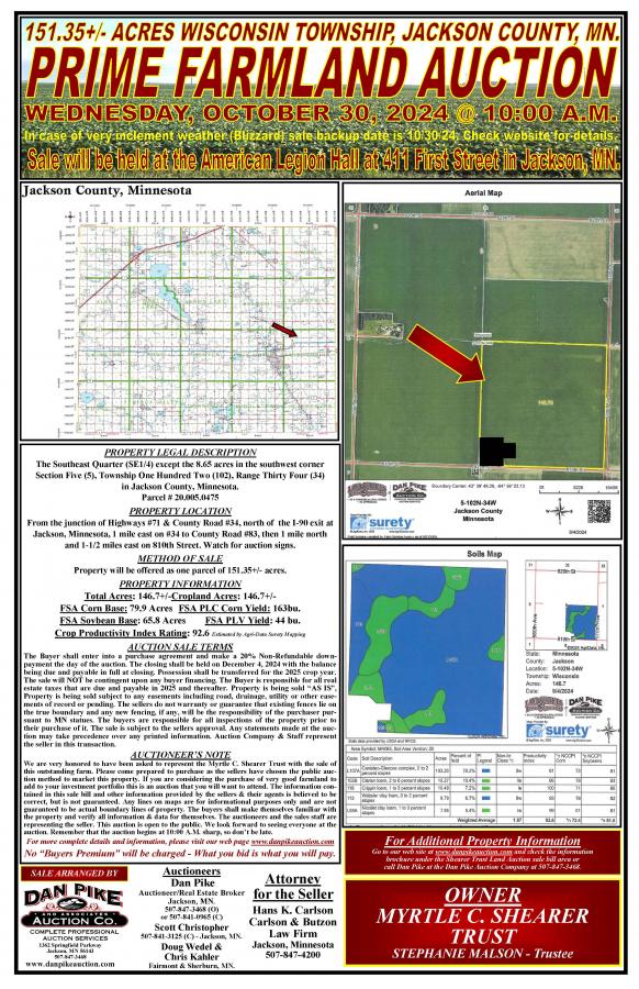 Myrtle C. Shearer Trust 151.35+/- Acre Land Auction